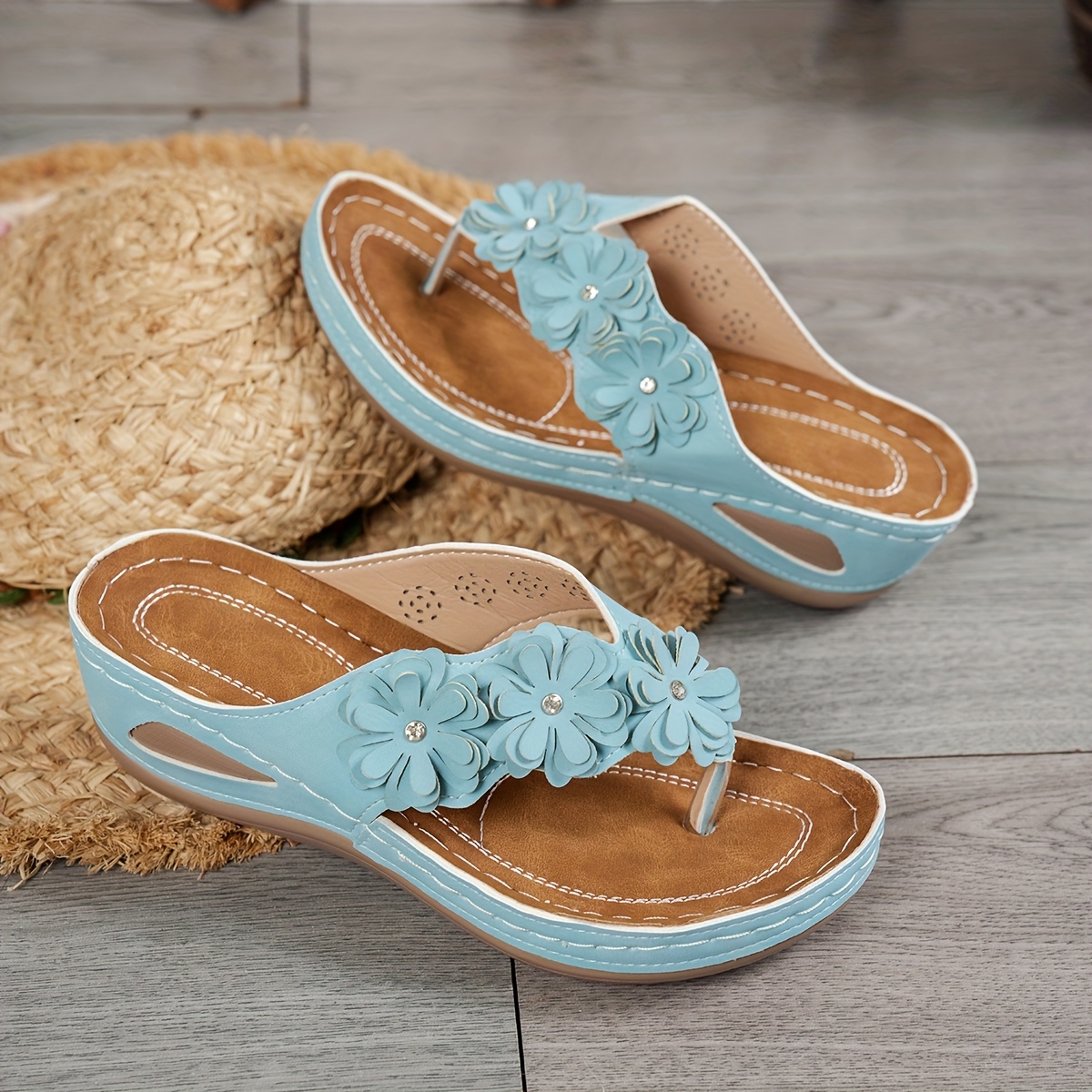 Casual Floral Decorations Fashion Flip Flops