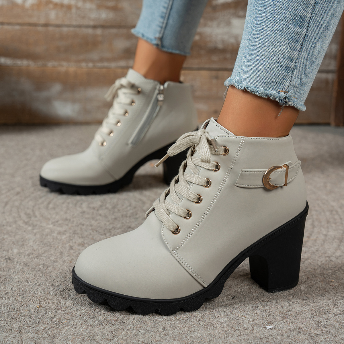 Women Chunky Heel Ankle Boots