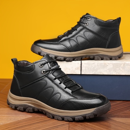 ⏰Last Day! 50% OFF 🔥Men'S Stylish Black Leather High-Top Boots