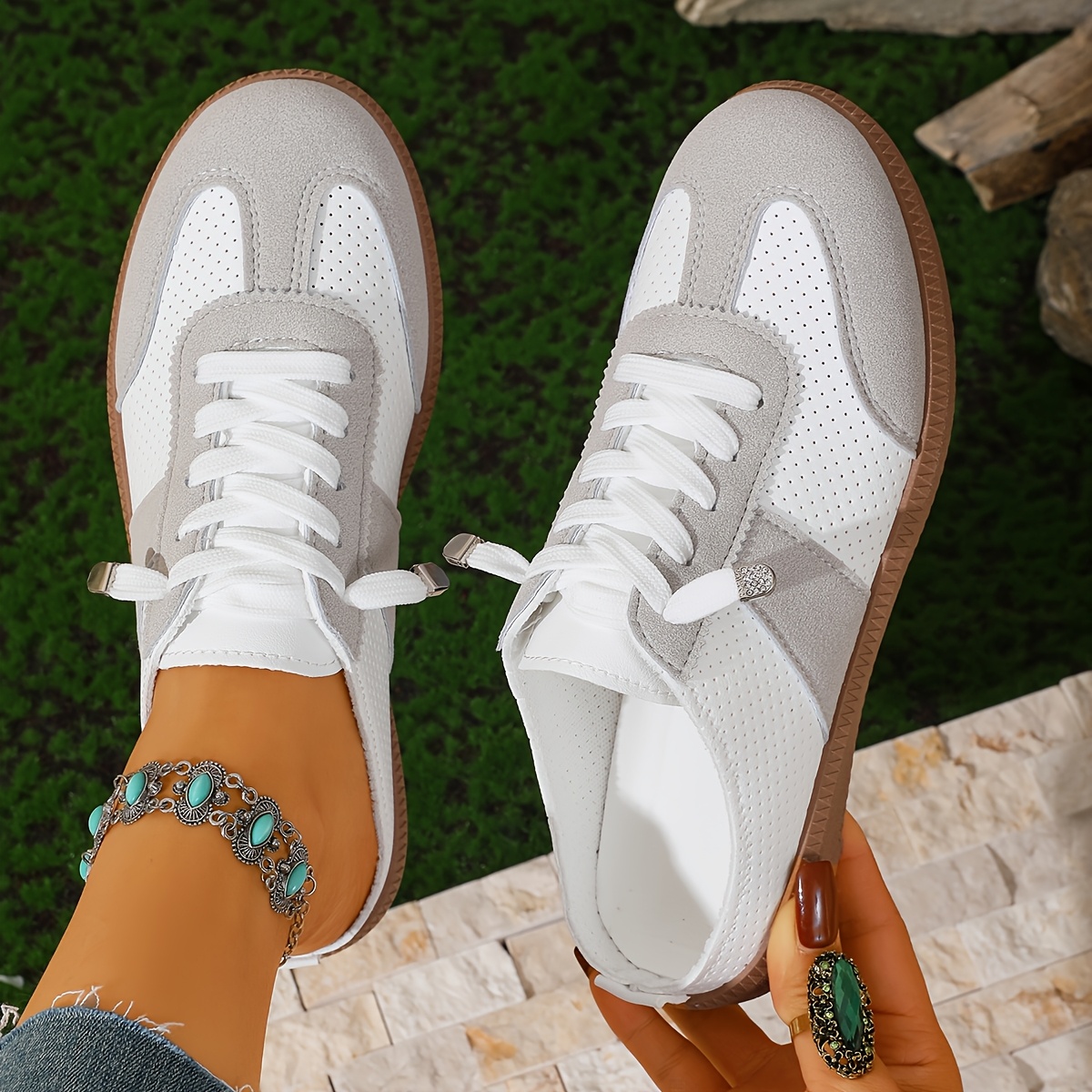 Casual Lace-Up Low-Top Round-Toe Semi-Slippers