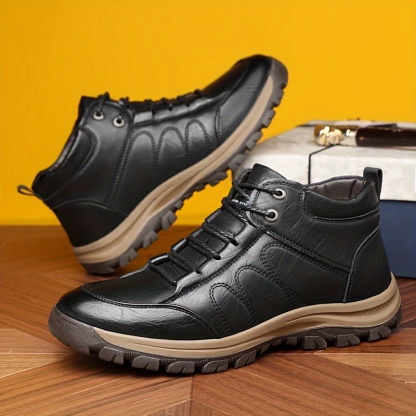 ⏰Last Day! 50% OFF 🔥Men'S Stylish Black Leather High-Top Boots