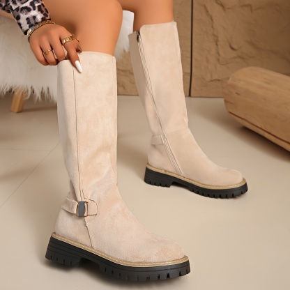 Full-Length Round-Toe Over-the-Knee Boots