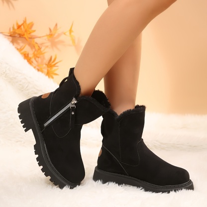 Women'S Cozy Fleece-Lined Winter Boots with Side Zipper