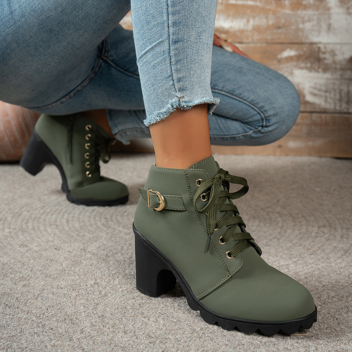 Women Chunky Heel Ankle Boots