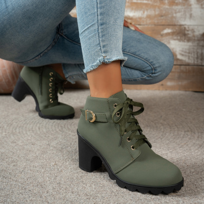 Women Chunky Heel Ankle Boots