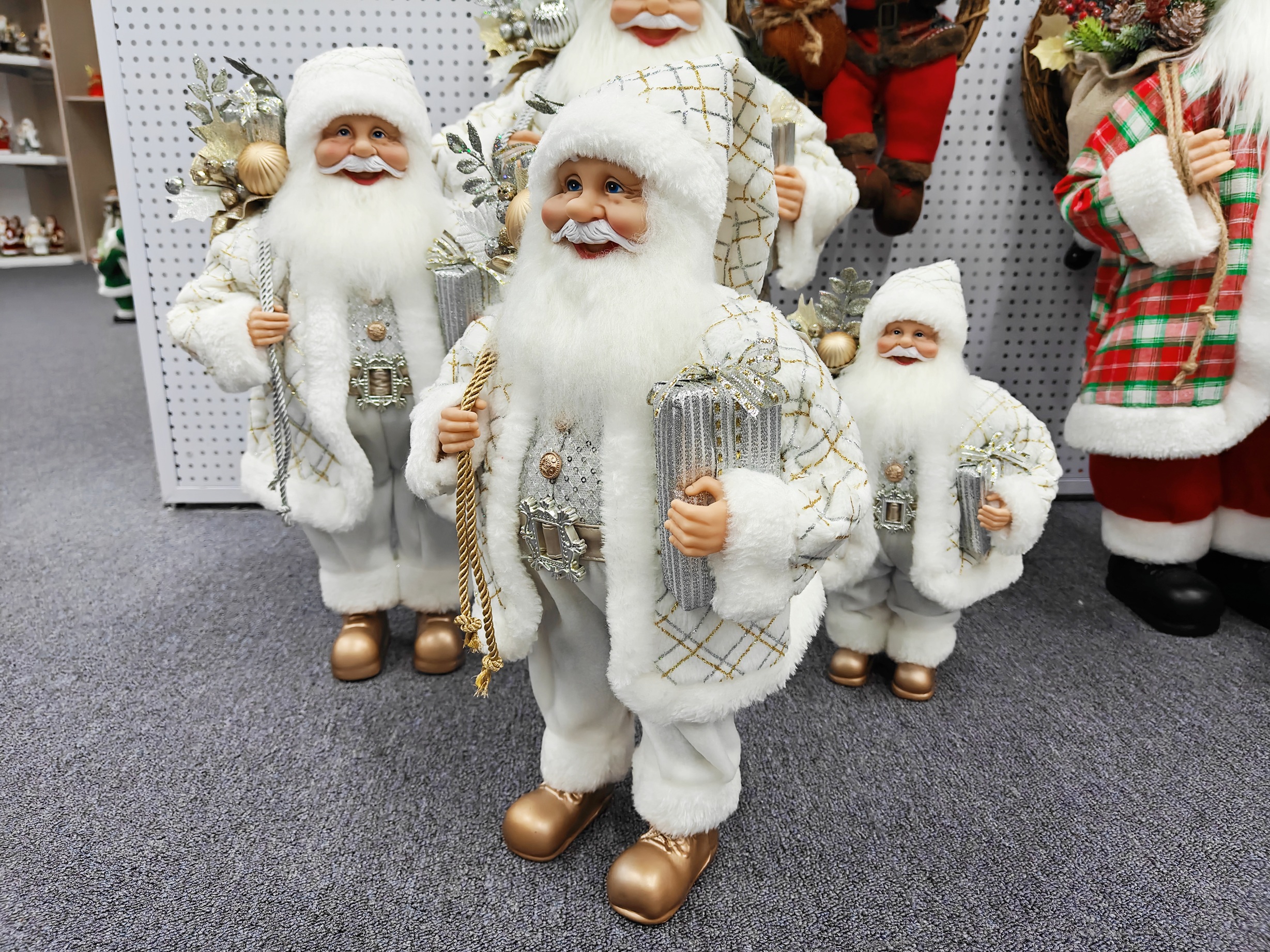 Handmade Xmas Luxury Navidad 30/40/60/80cm Standing Santa Claus Doll Figurines Christmas Large Decoration Christmas Santa Claus