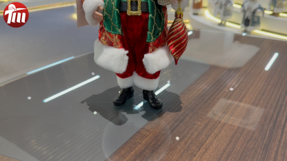 11Inch Xmas Handmade Resin Santa Claus Doll with Red Christmas Ball and Gift Box Handicraft Polyresin Santa Claus Indoor Decoration