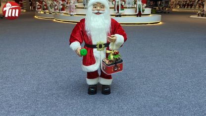 60cm Xmas Handmade Resin Santa Claus Doll with Candy Box And Christmas Film Handicraft Santa Claus Indoor Decoration