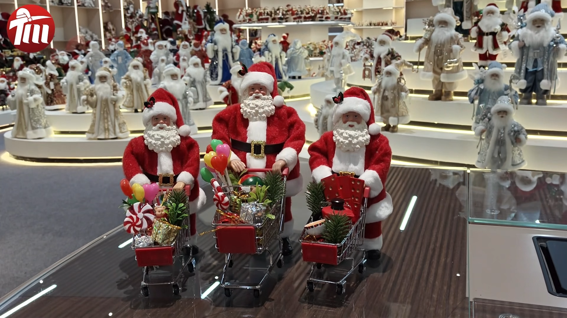 9~12" Modern Santa Claus Doll Figurine Christmas Gifts Shopping Malls Shopping Cart Polyester Fabric Eco-Friendly Indoor