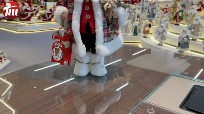 45cm Xmas Handmade Luxury Santa Claus Doll With Sleigh And Christmas Gift Bag Handicraft Santa Claus Indoor Decoration