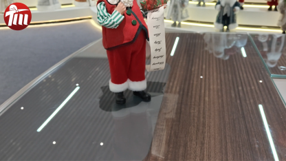 11" STANDING SANTA CLAUS with Magnifying Glass and Xmas Gifts Handmade Polyester & Fabric Santa Claus Doll