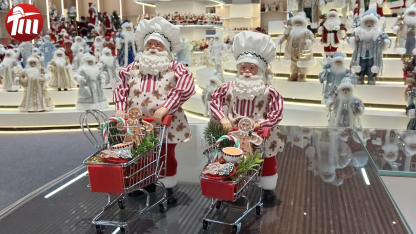 9~12" Modern Santa Claus Chef Christmas Gifts Shopping Malls Shopping Cart Christmas Polyresin Santa Claus Indoor Decoration