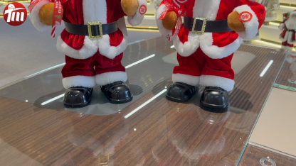 30cm Handmade Music Dancing Santa Bear Doll Christmas Ornament Tabletop Decoration for Xmas Gifts Home Display Santa Claus