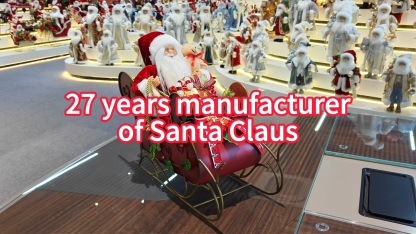 2027 New Classic Christmas Santa Doll Sitting on the Red&Green Sleigh with Music and Light Xmas Decorations Gifts Santa Claus