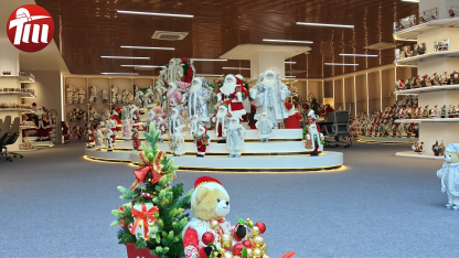 24" Luxury Christmas Santa Bear Doll Sitting on the Sleigh with Musical and Light Xmas Decorations Gifts