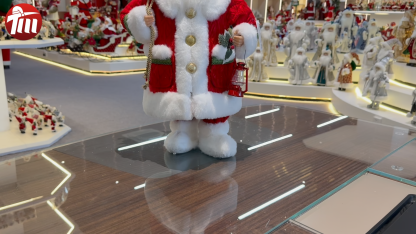 45cm Xmas Handmade Luxury Santa Claus Doll with Oil Lamp And Christmas Gift Bag Handicraft Santa Claus Indoor Decoration
