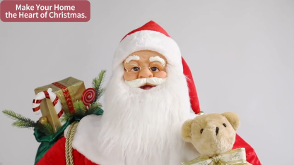 150CM Xmas Handmade Traditional Singing And Dancing Santa Claus Doll Head And Mouth Movement A/C ADAPTER With Santa Bear and Gifts Bag Indoor Decoration