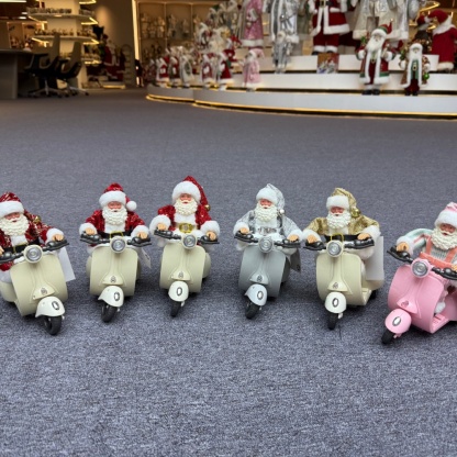 Handmade 7" Christmas Santa Claus Multiple Movements Lights Riding Motorcycle Musical Songs Electric Xmas Santa Claus Doll