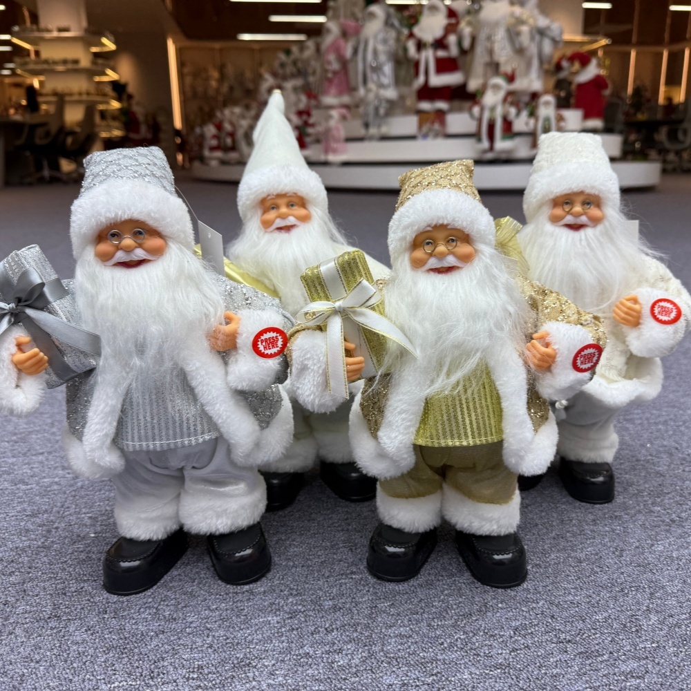 30cm Handmade Musical Dancing Santa Claus Doll Christmas Ornament Tabletop Decoration for Xmas Gifts Home Display Santa Claus