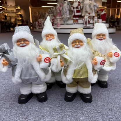 30cm Handmade Musical Dancing Santa Claus Doll Christmas Ornament Tabletop Decoration for Xmas Gifts Home Display Santa Claus