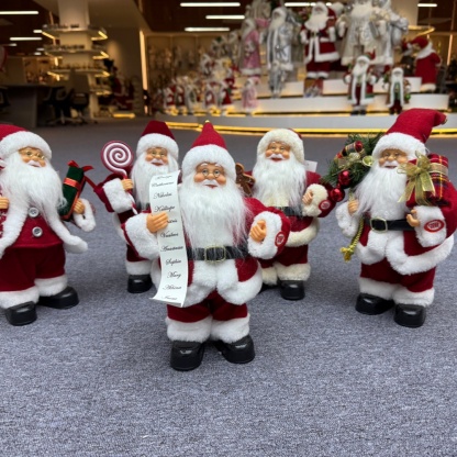 30cm Handmade Musical Dancing Santa Claus Doll Christmas Ornament Tabletop Decoration for Xmas Gifts Home Display Santa Claus