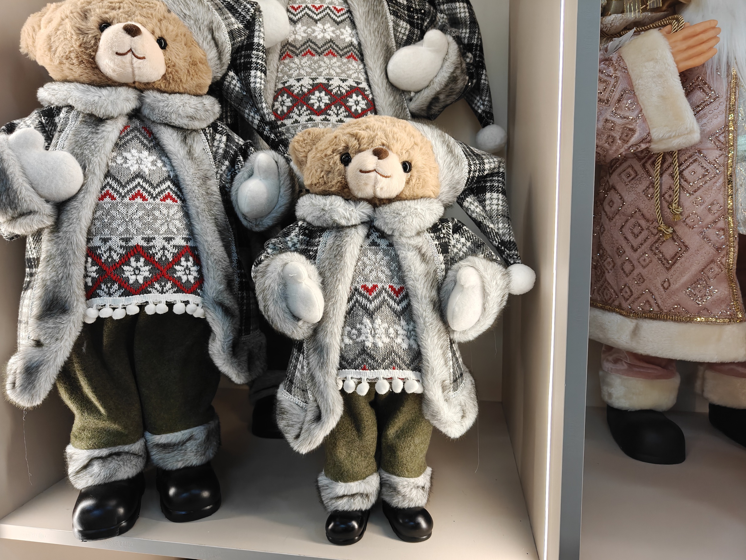 50/60/90cm Handmade Santa Bear Plush Christmas Decorations Handicraft Durable Eco-Friendly