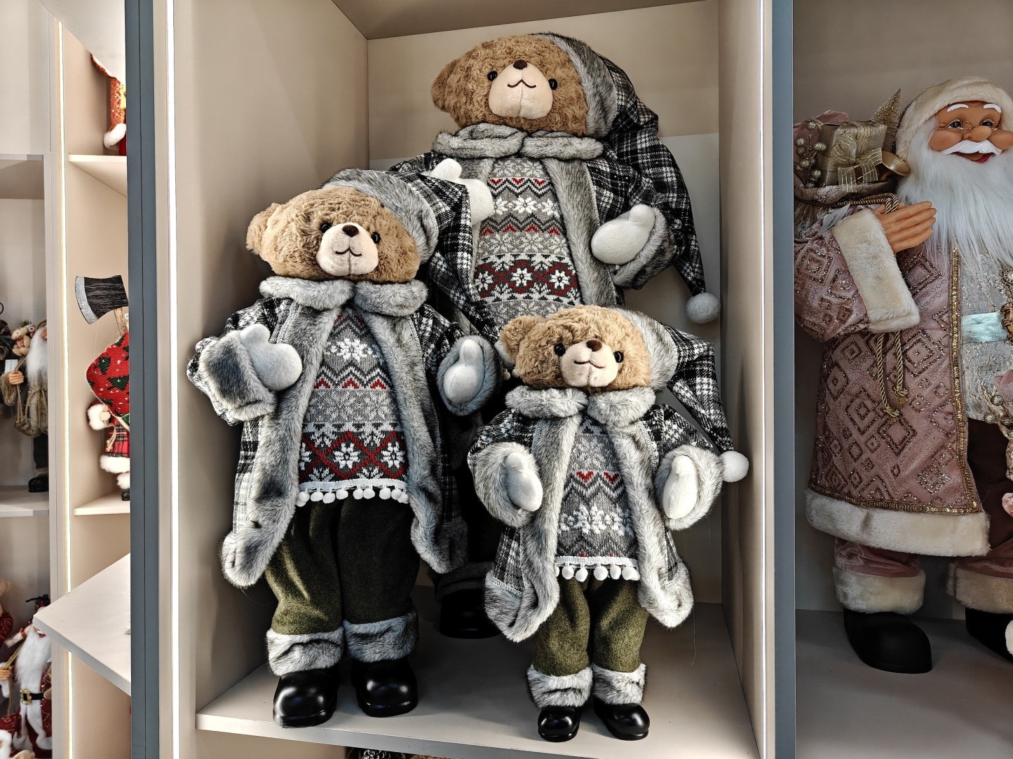 50/60/90cm Handmade Santa Bear Plush Christmas Decorations Handicraft Durable Eco-Friendly