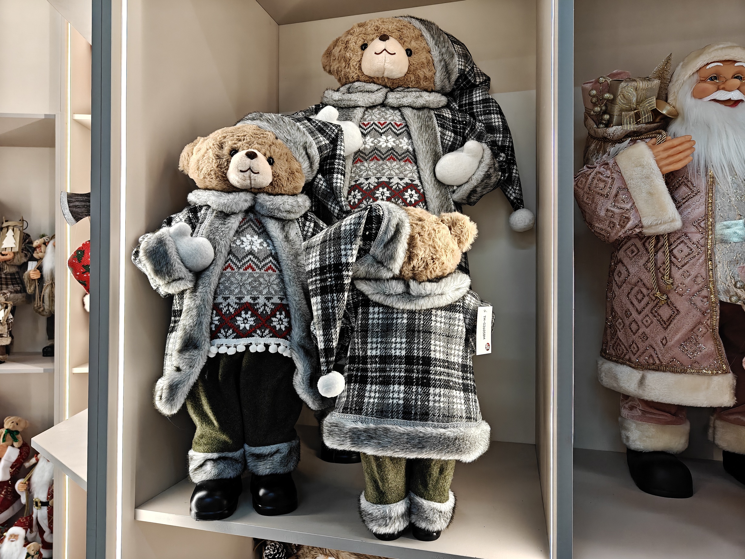 50/60/90cm Handmade Santa Bear Plush Christmas Decorations Handicraft Durable Eco-Friendly