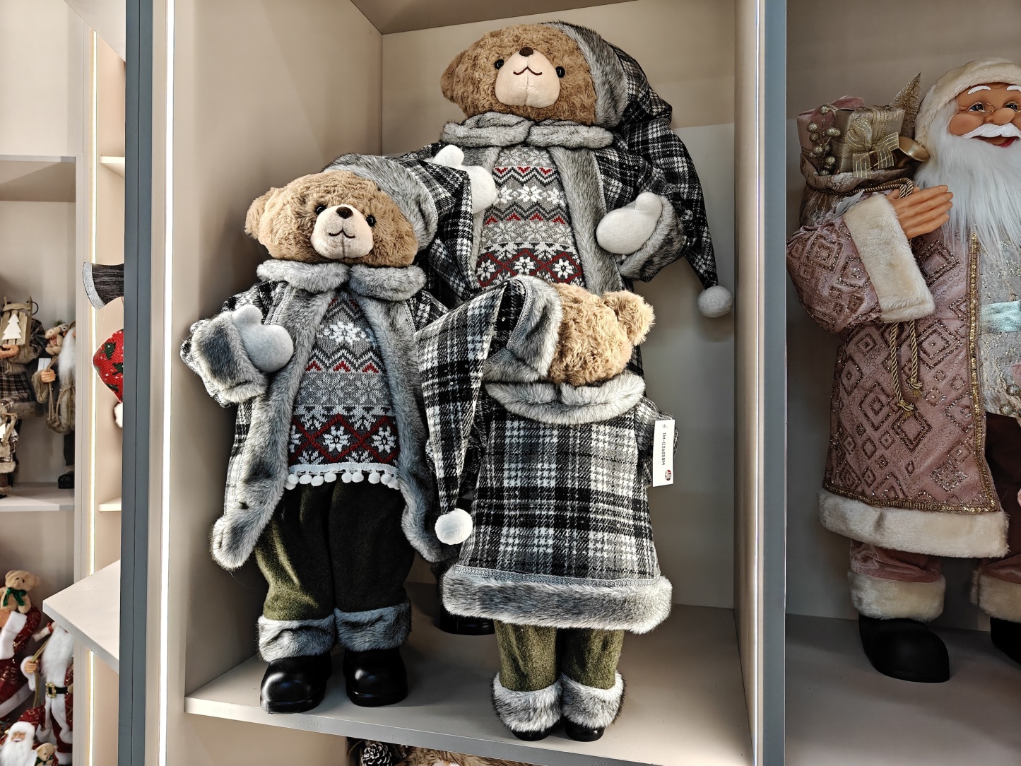 50/60/90cm Handmade Santa Bear Plush Christmas Decorations Handicraft Durable Eco-Friendly