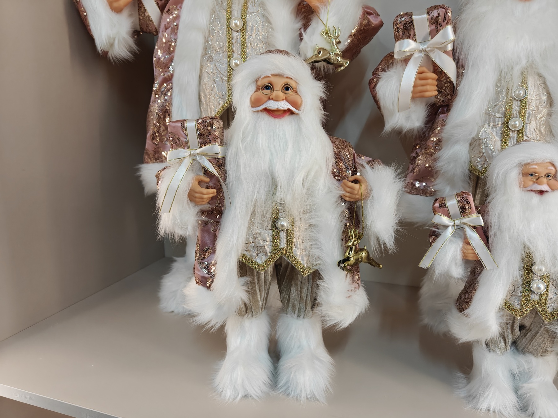 30-80cm Christmas Large Santa Claus Dolls Ornaments Standing Santa Figurine Doll Christmas Luxury Home Decoration Santa Claus