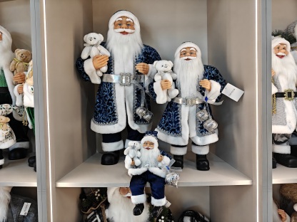 Xmas Ornament Navidad Artificial 30/40/60/80cm Blue Sliver Santa Claus Doll Christmas Decoration Large Santa Claus