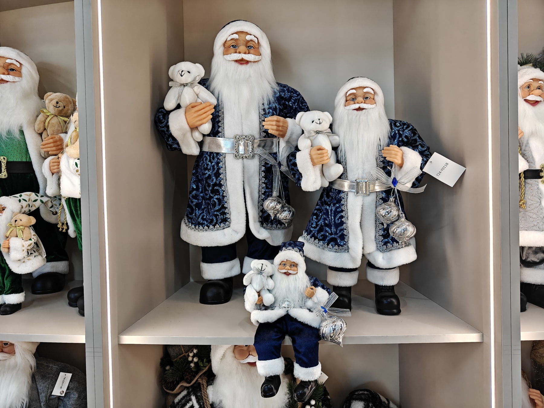 Xmas Ornament Navidad Artificial 30/40/60/80cm Blue Sliver Santa Claus Doll Christmas Decoration Large Santa Claus