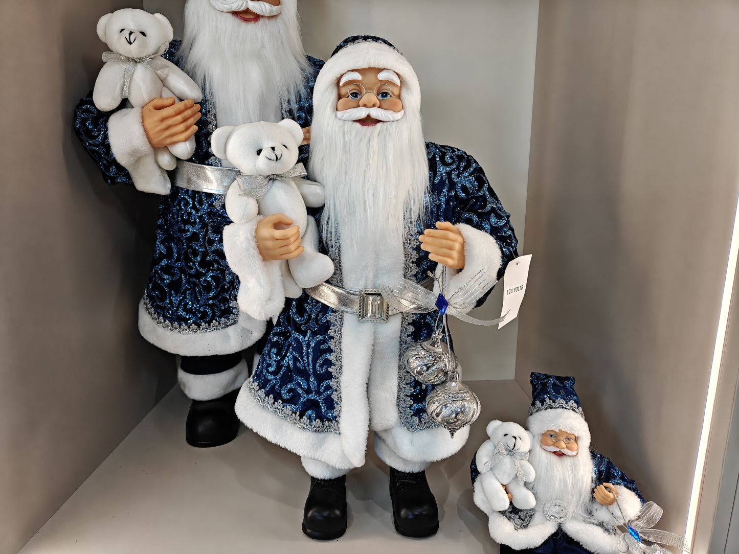 Xmas Ornament Navidad Artificial 30/40/60/80cm Blue Sliver Santa Claus Doll Christmas Decoration Large Santa Claus