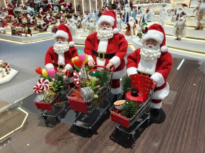 9~12" Modern Santa Claus Doll Figurine Christmas Gifts Shopping Malls Shopping Cart Polyester Fabric Eco-Friendly Indoor