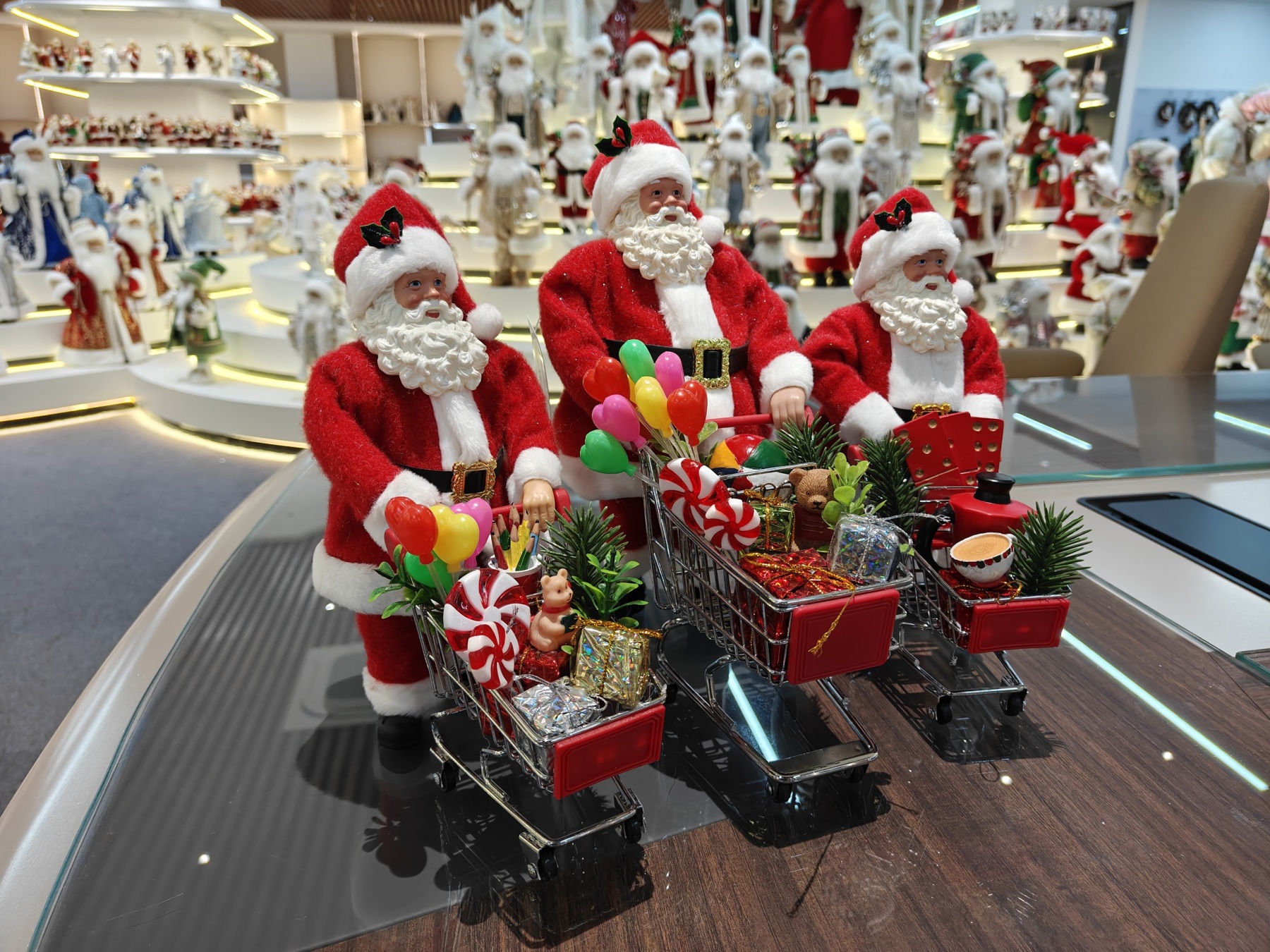 9~12" Modern Santa Claus Doll Figurine Christmas Gifts Shopping Malls Shopping Cart Polyester Fabric Eco-Friendly Indoor