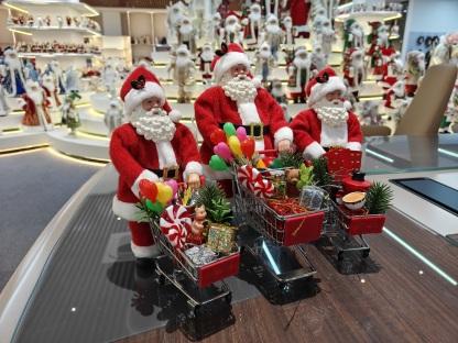 9~12" Modern Santa Claus Doll Figurine Christmas Gifts Shopping Malls Shopping Cart Polyester Fabric Eco-Friendly Indoor