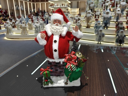 11" Classic SANTA CLAUS Doll Climbing Out of Chimney Handmade Figurine Christmas Gifts Polyester&Fabric Indoor Decoration