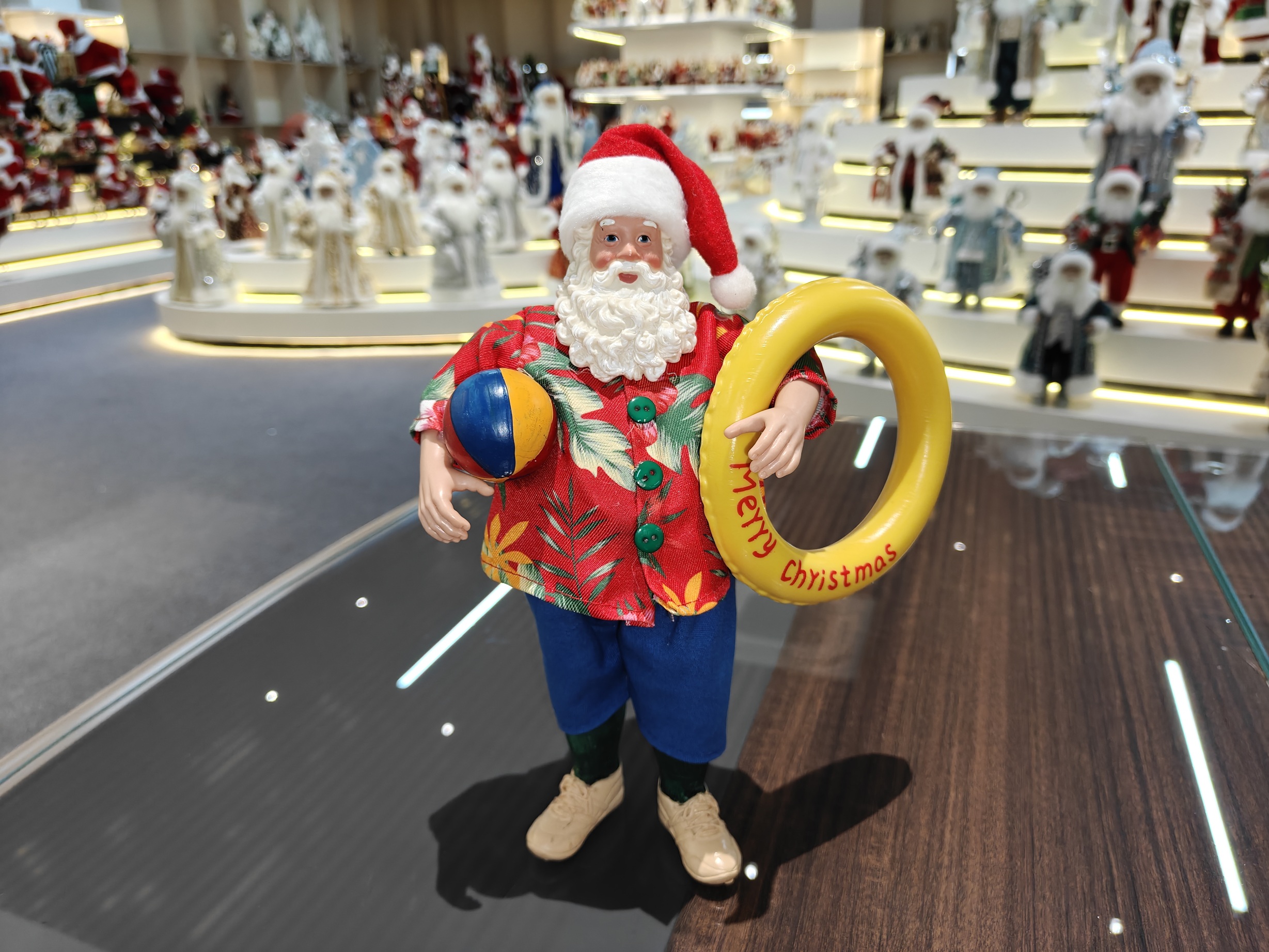 12inch Polyester Fabric Eco-Friendly Handicraft Durable Christmas Santa Claus Ornaments Vacation-style Santa Decor Xmas Figurine