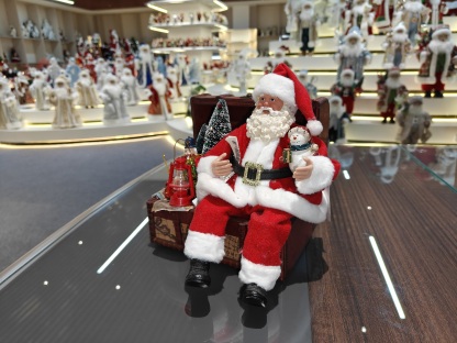 9" Sitting SANTA CLAUS Classic Eco-Friendly Jewelry Box Snowman Xmas Gifts Polyester Fabric Santa Doll