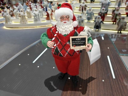 11" STANDING Classic Santa Claus Teacher Blackboard Chalk Figurine Xmas Gifts Polyester Fabric Eco-Friendly Handicraft Doll