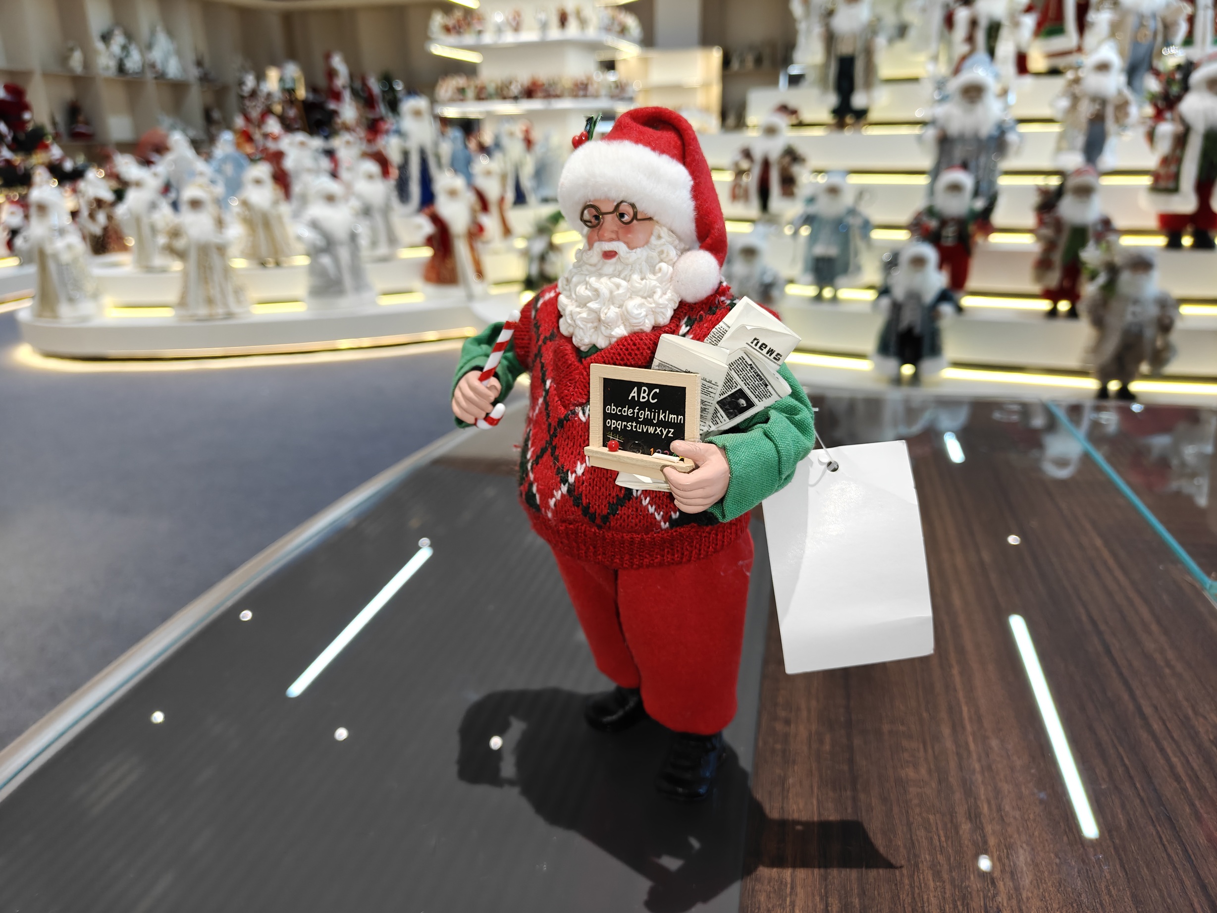 11" STANDING Classic Santa Claus Teacher Blackboard Chalk Figurine Xmas Gifts Polyester Fabric Eco-Friendly Handicraft Doll