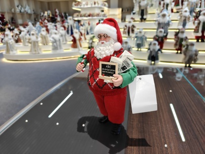 11" STANDING Classic Santa Claus Teacher Blackboard Chalk Figurine Xmas Gifts Polyester Fabric Eco-Friendly Handicraft Doll