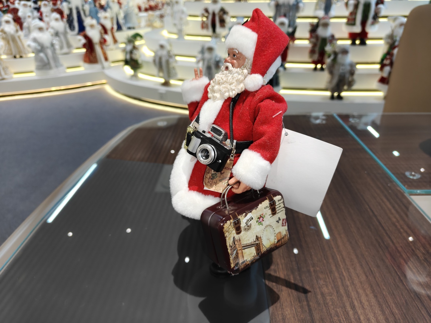 Modern 11" STANDING SANTA CLAUS Traveling with Suitcase and Camera Xmas Gifts Polyresin Santa Claus Doll