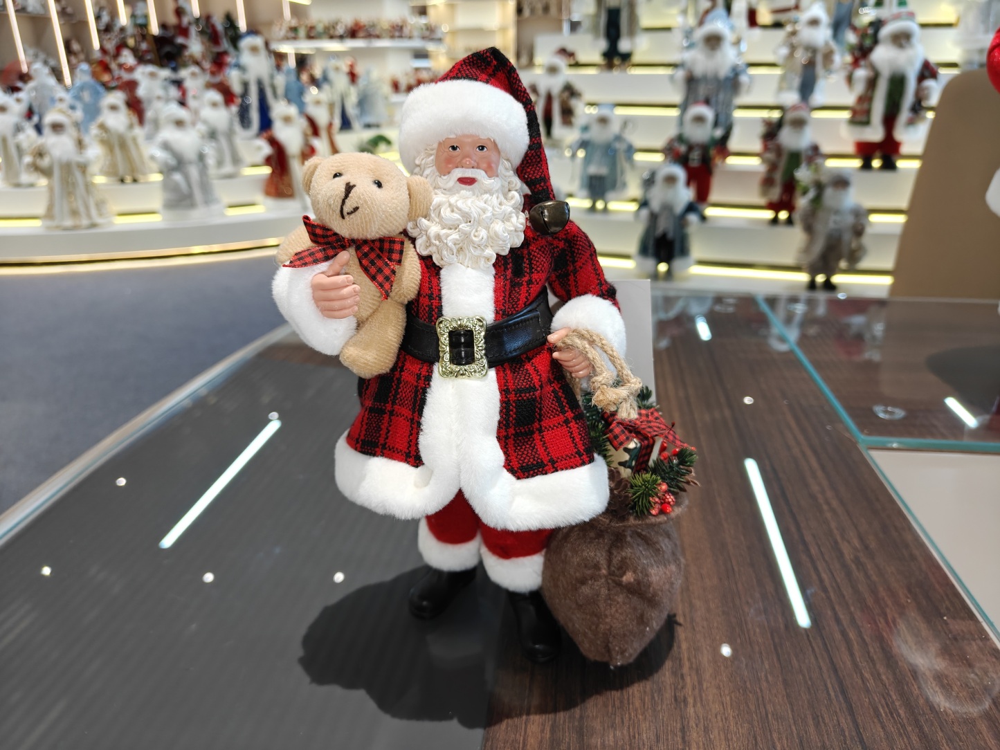 11" STANDING SANTA CLAUS Classic Eco-Friendly Gift Bag Toy Bear Xmas Gifts Polyester Fabric Doll
