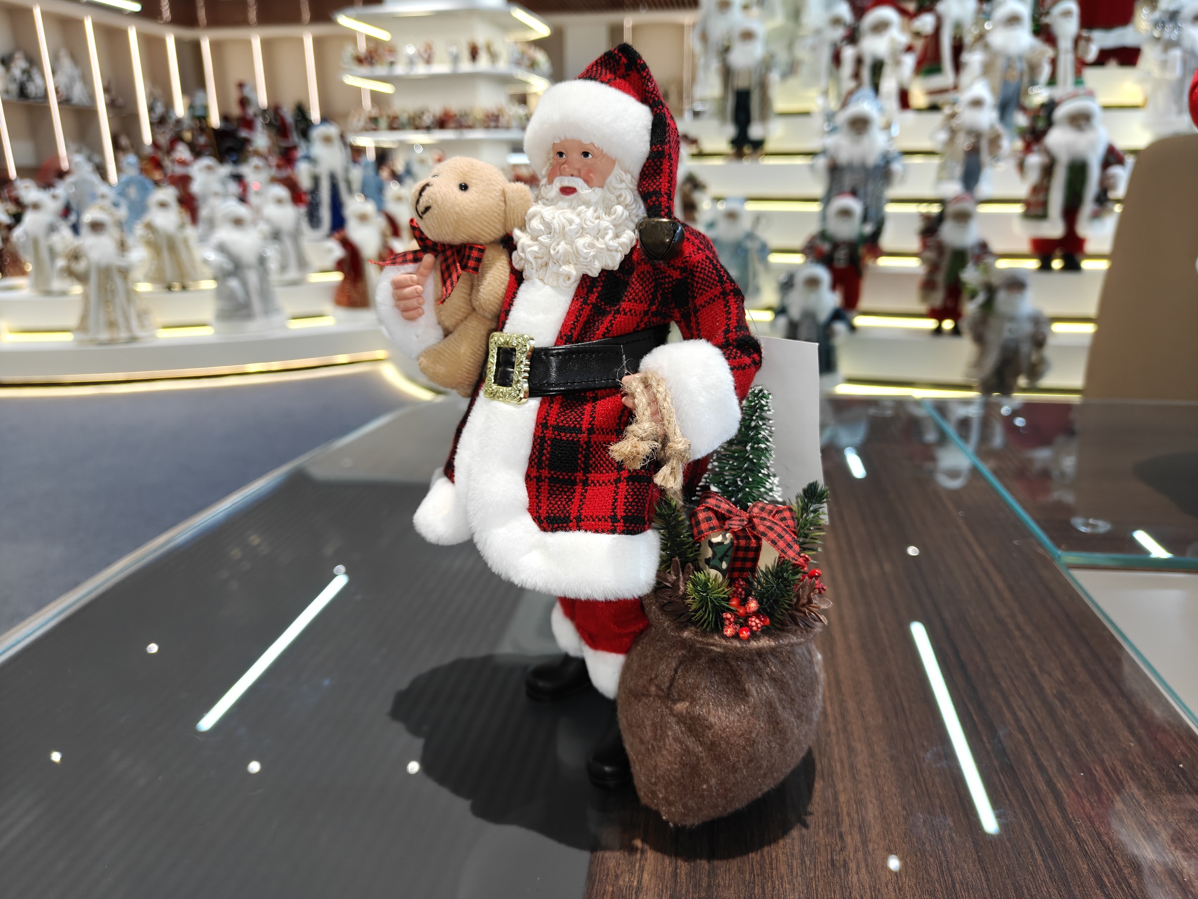 11" STANDING SANTA CLAUS Classic Eco-Friendly Gift Bag Toy Bear Xmas Gifts Polyester Fabric Doll