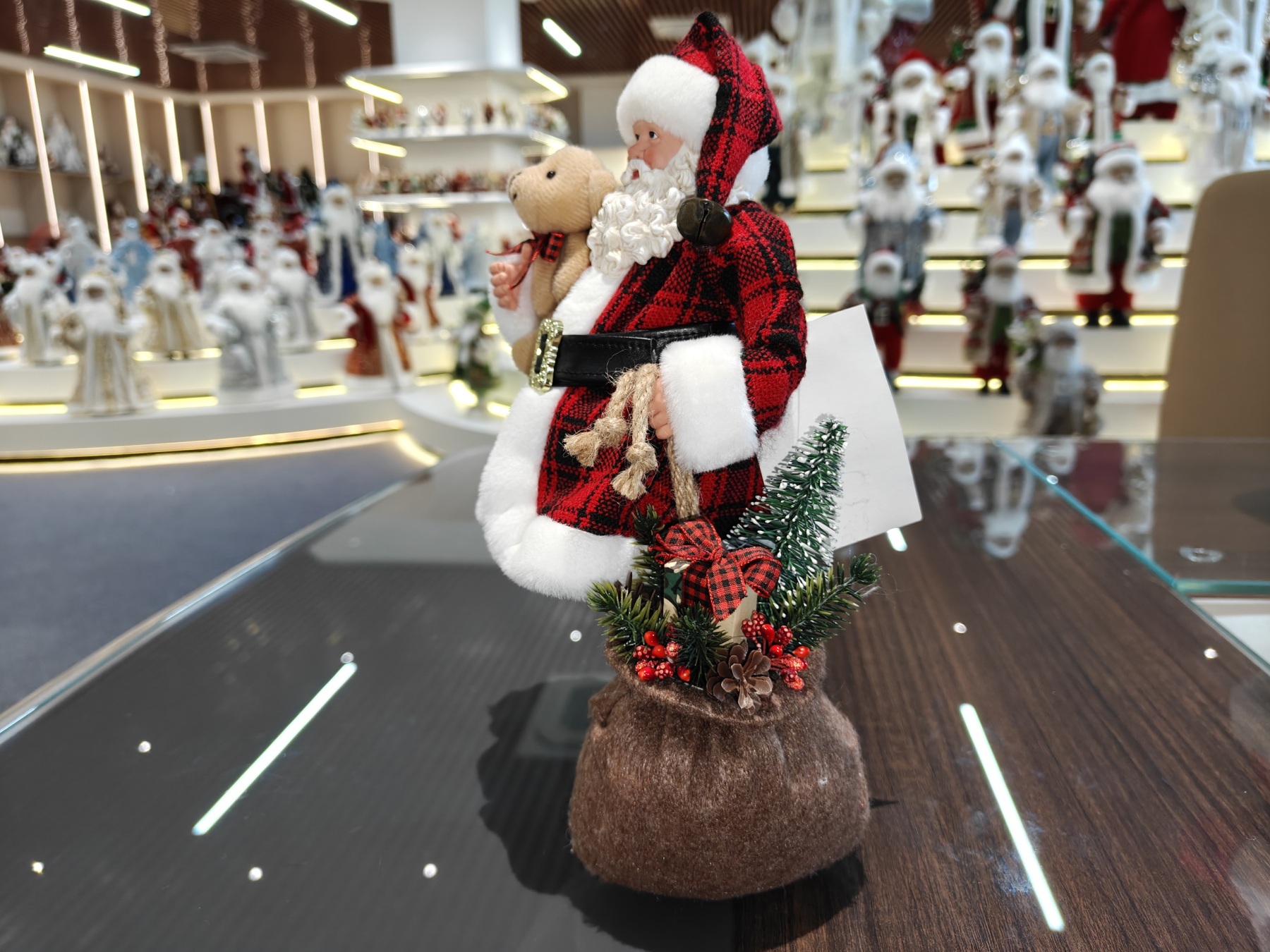 11" STANDING SANTA CLAUS Classic Eco-Friendly Gift Bag Toy Bear Xmas Gifts Polyester Fabric Doll