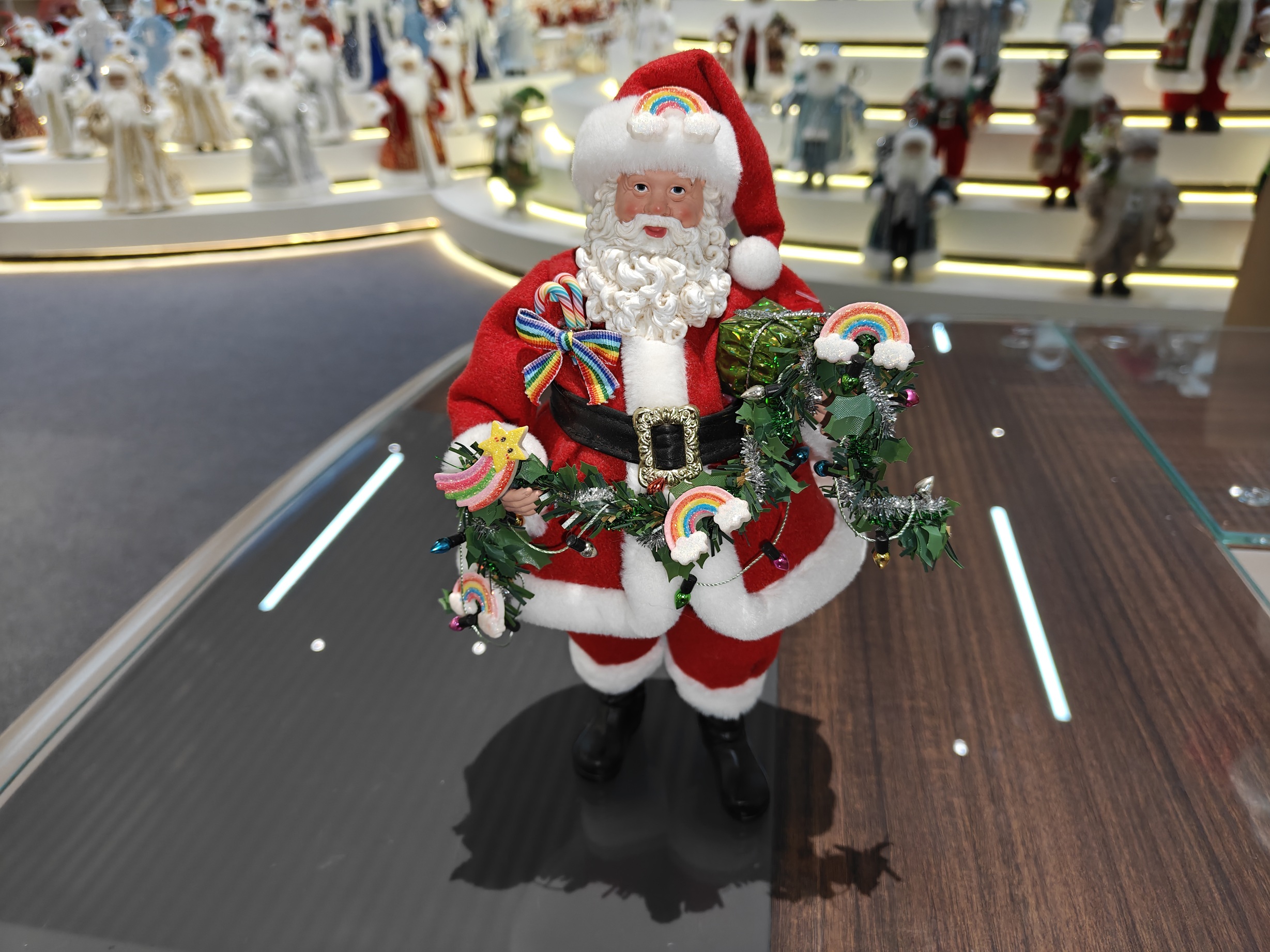 11" Standing Classic Santa Claus Rainbow Decorative Lamp Xmas Gifts