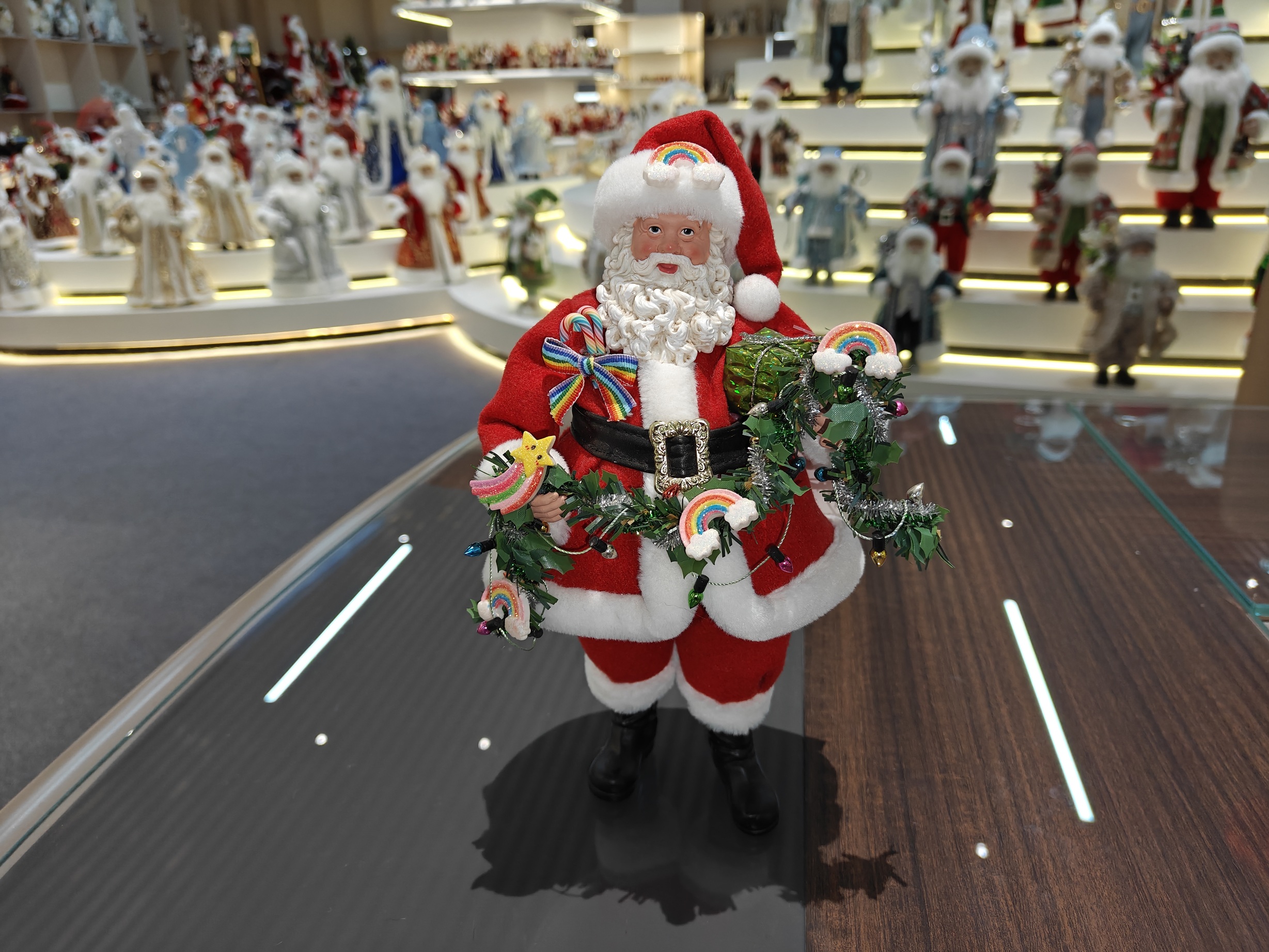 11" Standing Classic Santa Claus Rainbow Decorative Lamp Xmas Gifts