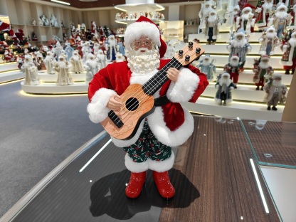 16" Standing SANTA CLAUS with Guitar Xmas Gifts Polyresin Santa Claus Doll for Indoor Decoration