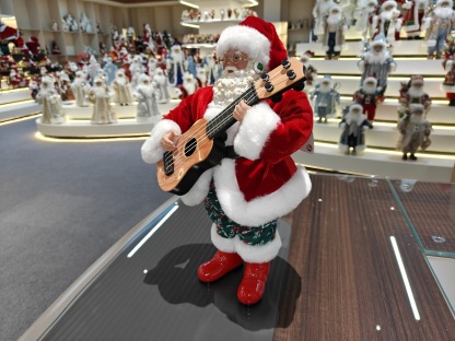 16" Standing SANTA CLAUS with Guitar Xmas Gifts Polyresin Santa Claus Doll for Indoor Decoration
